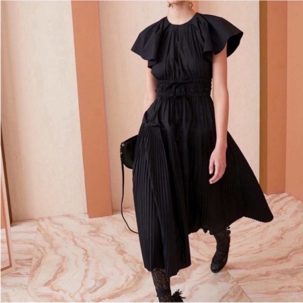 ULLA JOHNSON Delmara Dress Midi Black Sz 12